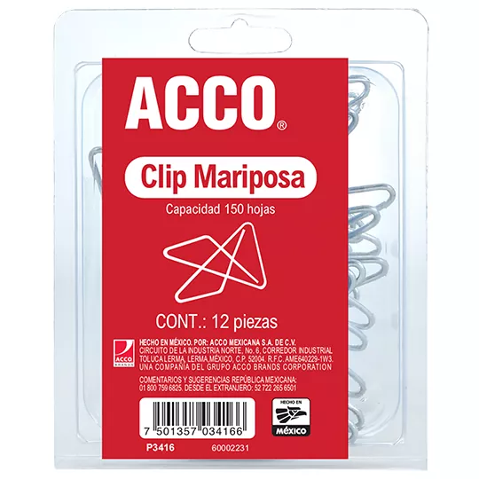 Clip Acco Mariposa Caja Con Clips Pedidos