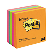 NOTA ADHESIVA REMOVIBLE POST IT 2072 COLORES NEON FORMA CUADRADA 375 HOJAS