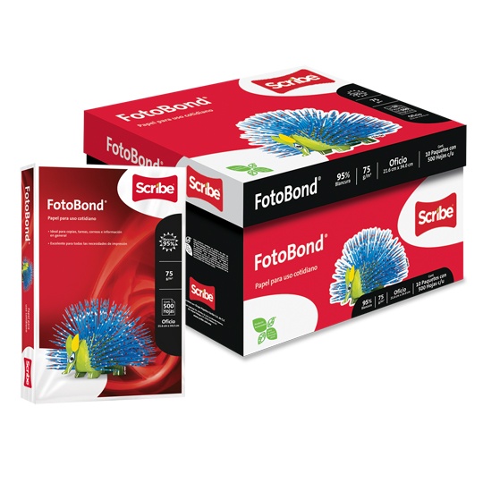 CAJA DE PAPEL BOND BLANCO OFICIO SCRIBE FOTOBOND GRAMAJE 75 GRS