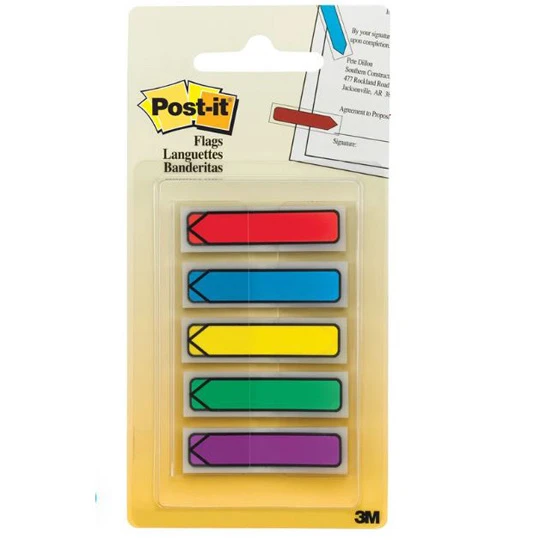 ARIOS 5 BLOCKS                           BANDERITAS FLECHA ADHESIVAS POST-IT 684-ARR1, COLORES PRIMARIOS 0.47X1.7, 5 BLOCKS CON 20 BANDERITAS POR BLOCK                                                                                                                                                  - 70005247963