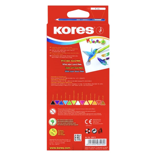 LAPICES DE COLORES KORES KN26 DE MADERA 1 CAJA CON 26 PIEZAS