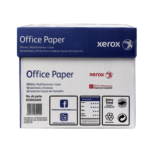 CAJA DE PAPEL XEROX CARTA 93 PORCIENTO BLANCURA 10 PAQUETES CON 500