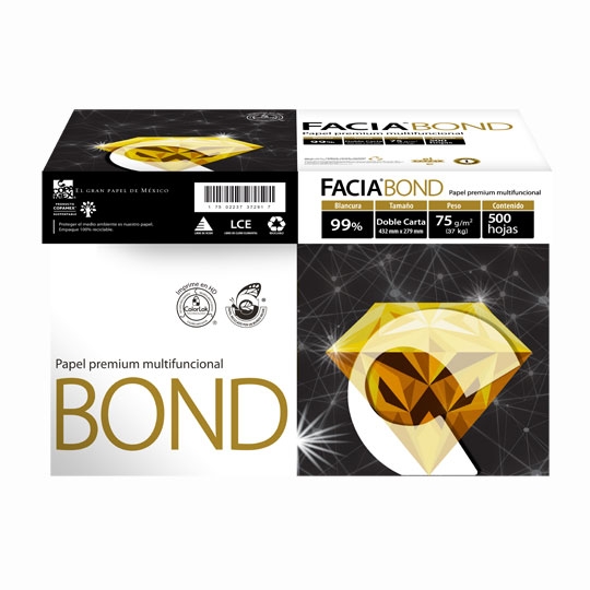 CAJA DE PAPEL DOBLE CARTA BOND BLANCO COPAMEX FACIA BOND GRAMAJE 75 GRS